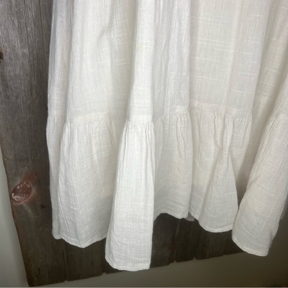 Listicle Tiered Ruffle Trim A Line Flowy Mini Dress Linen Medium - Picture 4 of 13